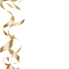 Obraz premium Golden Ribbons Festive Celebration Decoration Swirling Shiny Metallic Design Element Holiday Party Birthday Wedding Anniversary Christmas New Year Luxury Elegant Gift Wrapping Festive Background