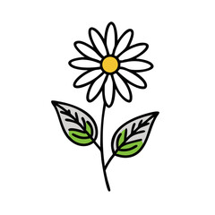 Simple black flower illustration with yellow center design