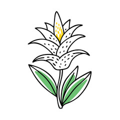 Minimalist Floral Bud Vector Icon on Black Background