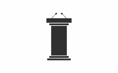 Speaker Podium with Microphones Icon Vector Illustration. Vector Image