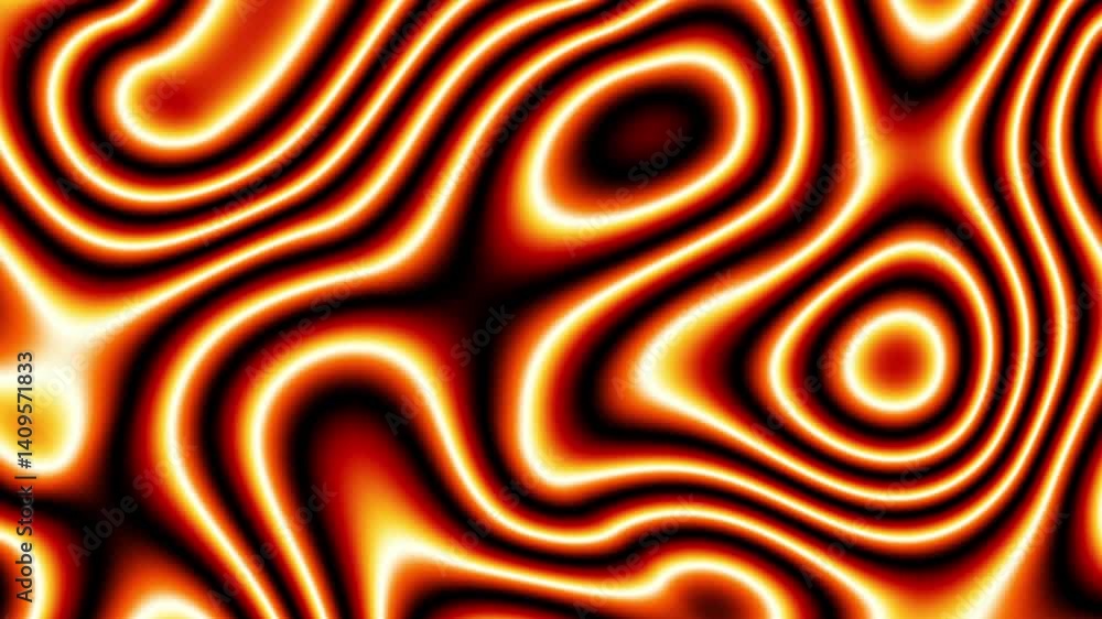 Poster Seamless looped abstract Wavy lines animation background. Orange color wavy lines moving. Flat animated motion graphics background.