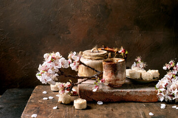 Japanese Tea Ceremony with Cherry Blossoms