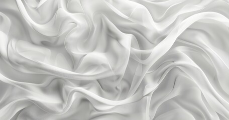 Obraz premium A floating surreal white smooth woven fabric, Texture: Transparent feeling, White background