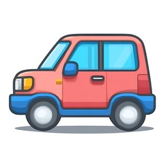 A Small Cartoon Automobile Depicted in a Colorful and Simplified Style
