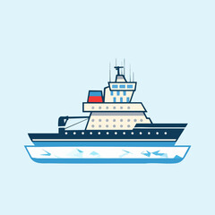 Obraz premium Icebreaker Vessel in Arctic Waters. Vector Image