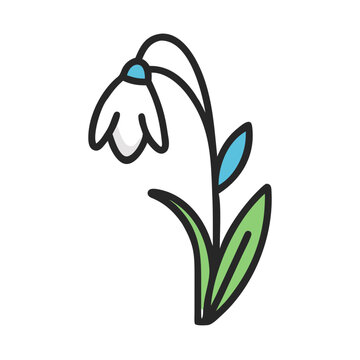recommend clip art: Minimalist Spring Snowdrop Flower Illustration on Black Background