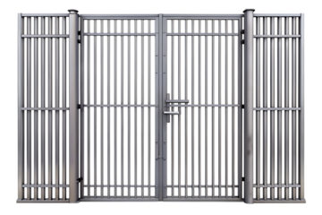 metal prison gate isolated on white background PNG , AI GENERATED