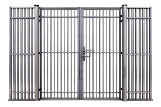 metal prison gate isolated on white background PNG , AI GENERATED