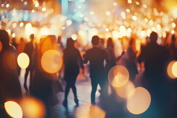 Joyful night party dancing silhouettes warm lights