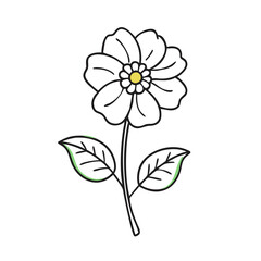 Simple Floral Line Art on Black Background Illustration