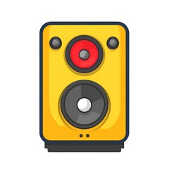 A Yellow Loudspeaker with Two Speakers and Grey Accents
