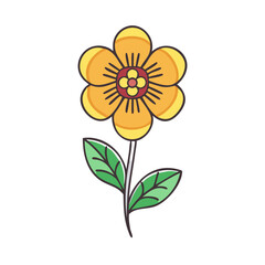 Cute yellow flower illustration on a black background