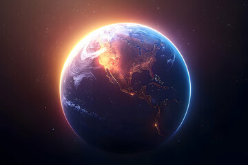 Obraz premium Illuminated Earth, a luminous view from space.