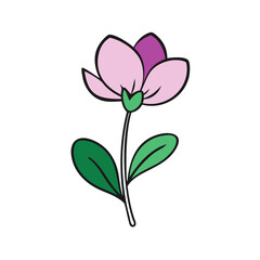 Pink and Purple Flower Cartoon Style on Black