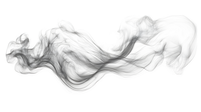 Smoke image realistic swirling shape isolated on white background