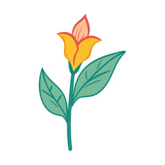 Single stylized flower on black background, vector illustration