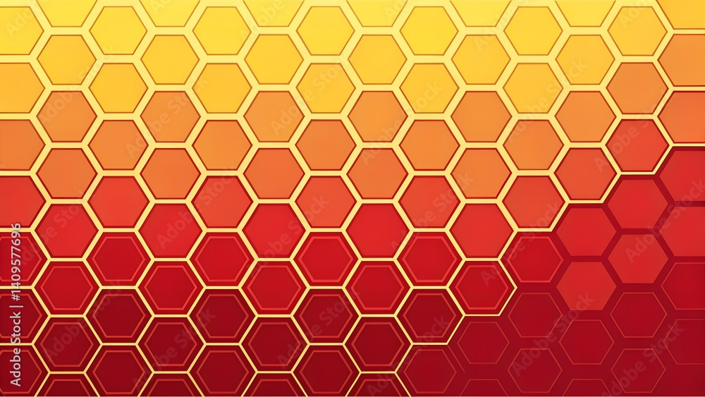 Aufkleber peach and yellow gradient background with a hexagon pattern in a vector illustration.