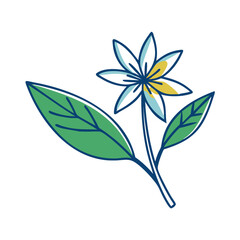 Simple Flower Illustration, Hand Drawn Style, Isolated on Black