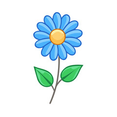 Blue Daisy Flower with Yellow Center Illustration Graphic