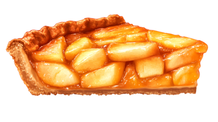 Slice of tasty apple pie isolated on white background, HD and realistic