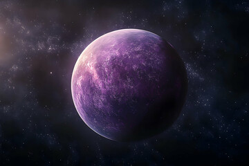 Obraz premium Purple planet in a deep space backdrop.