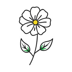 Simple Black Flower with Yellow Center Illustration on Black