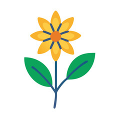 Simple Graphic of a Yellow Flower on Black Background