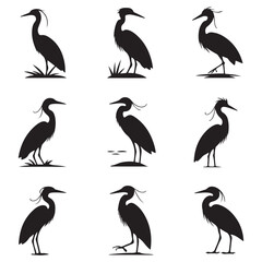 Obraz premium heron Vector Black silhouettes. with white background