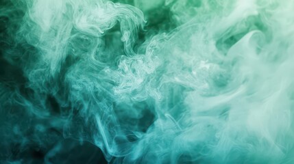 Obraz premium Vibrant teal and turquoise smoke plumes in swirling patterns.