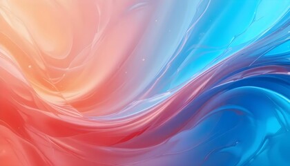 Obraz premium Abstract fluid art with swirling blue pink and orange hues in a glossy dynamic flow.