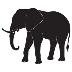 Obraz premium Elephant Silhouette on White 