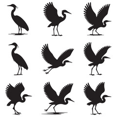 heron Vector Black silhouettes. with white background