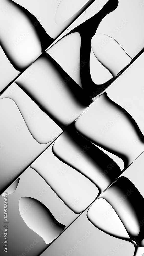 Poster abstract background. modern minimalist design featuring smooth, wavy shapes in black and white, crea