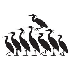 Obraz premium heron Vector Black silhouettes. with white background