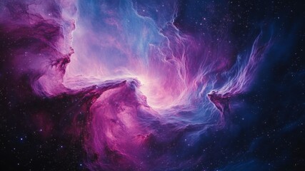 Obraz premium Vibrant nebula of purple, blue, pink cosmic clouds, a stellar canvas.
