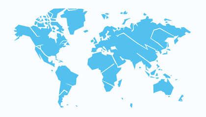 Stylized geometric world map in sky blue ideal for education business travel and global themes