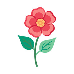 Red Flower Vector Illustration Isolated on Black Background