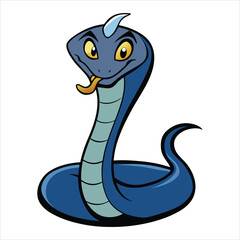 Fototapeta premium Cute Blue Cartoon Snake with Smiling Face