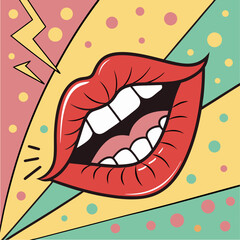 Funky Cartoon Lips with Attitude and Pop Art Style