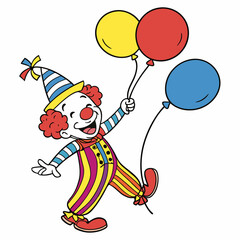 Naklejka premium Cute clown with a bright red nose and goofy expression