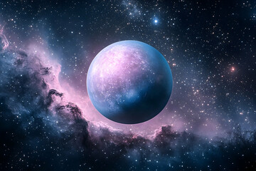 Obraz premium A captivating celestial body, surrounded by cosmic nebulas.