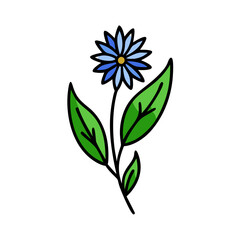 Simple blue flower vector illustration on black background