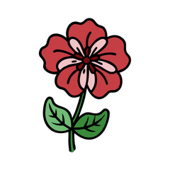 Red Flower Illustration on Black Background, Pretty and Simple