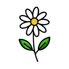 Simple Flower Illustration on Black Background with Yellow Center