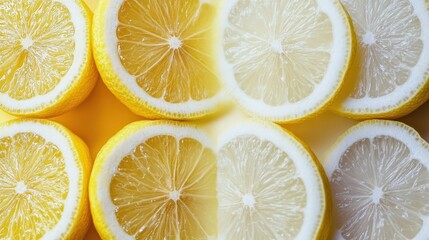 Stacked lemon slices, showcasing contrasting yellow tones.