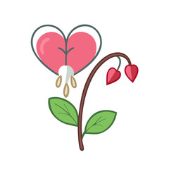 Bleeding Heart Flower Cartoon Illustration on Black Background