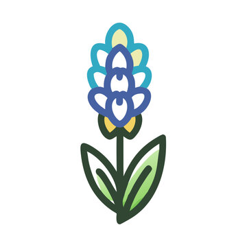 recommend clip art: Simple Blue Hyacinth Flower Illustration on Black Background
