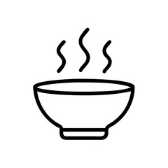 Simple line art bowl with steam symbolizing hot food  