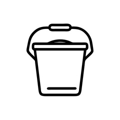 Simple Line Art Bucket Icon for Cleaning and Organization  