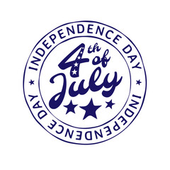Obraz premium July 4th independence day lettering. Inscription fourth of july independence day for greeting card. Happy Independence Day calligraphy. Stamp seal. White background. Vector illustration